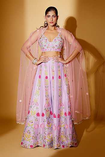Ghazal Tulle Cape & Embroidered Pant Set