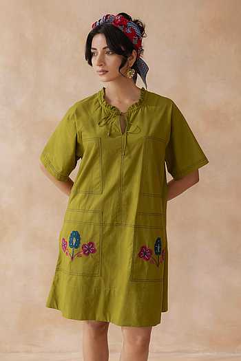 Olley Placed Embroidered Dress