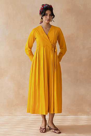 Clementia Cotton Wrap Midi Dress