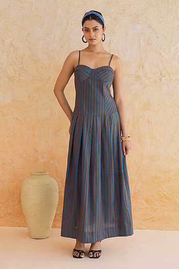 Linea Stripe Pattern Cotton Dress