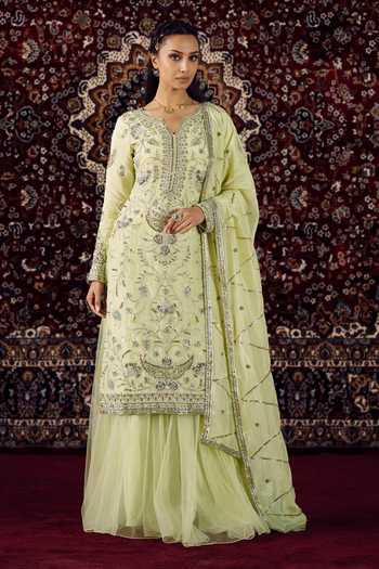 Bead Embroidered Kurta Sharara Set
