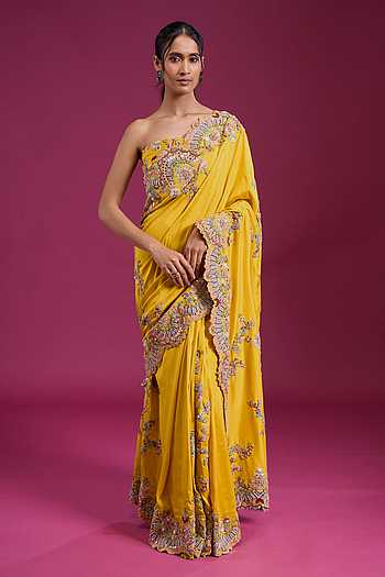Embroidered Saree With Unstitched Blouse Piece