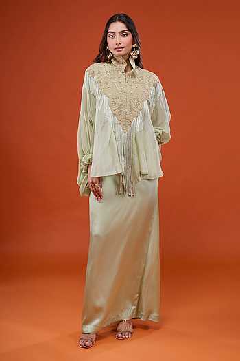 Embroidered Cape & Skirt Set