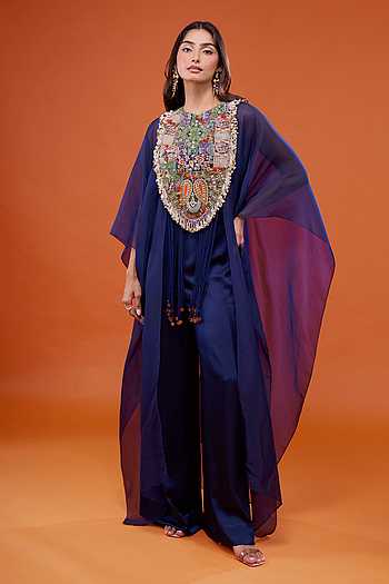 Embroidered Cape & Pant Set