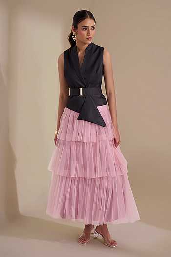 Draped Waistband Layered Skirt 
