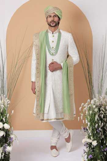 Tonal Embroidered Jacquard Sherwani Set