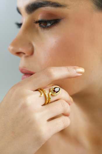 Gilded Coil Garnet January Birthstone Ring