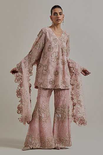 Hand Embellished Kurta Palazzo Set