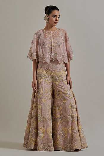 Hand Embellished Organza Sharara Set