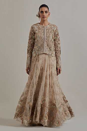 Hand Embellished Jacket & Skirt Set