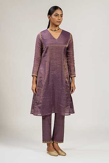 Handwoven Zari Chanderi Kurta & Pant Set