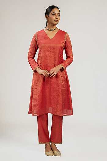 Handwoven Zari Chanderi Kurta & Pant Set