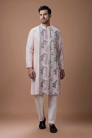Embroidered Cotton Silk Kurta Set