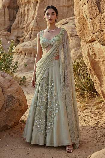 Tissue Organza & Lace Lehenga Set