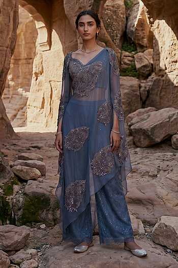 Draped Blouse & Pant Set