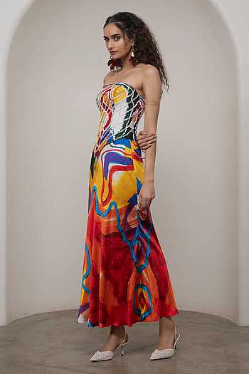 Ruel Abstract Print Corset & Skirt Set