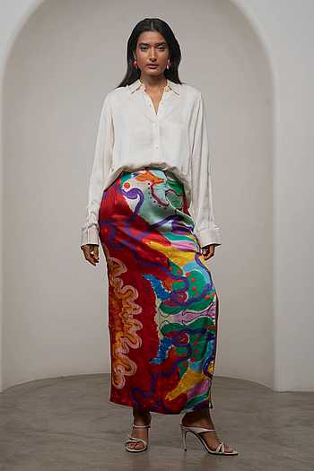 Alya Shirt & Printed Skirt Set