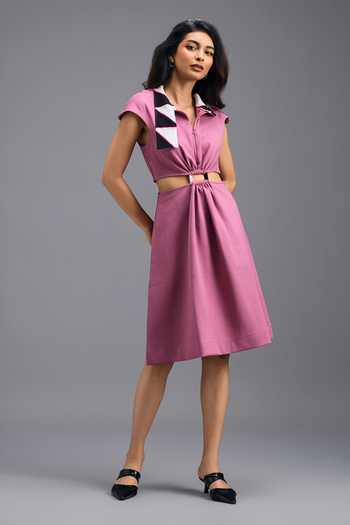 Buy Pink Roma Collared Neck Fit And Flare Midi Dress For Women by Deepika  Arora Online at Aza Fashions in AU