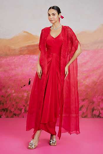 issa red dress Crew Neck Knee-Length Dress