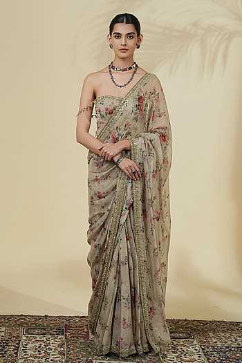 Printed Saree & Corset Set