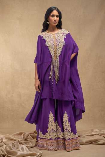 Embroidered Cape Kurta & Sharara Set