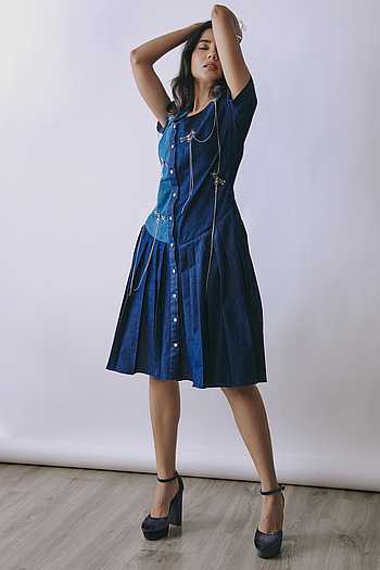 Deep Indigo Chain Hook Dress