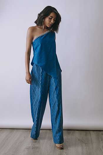 Indigo Cascade Denim Jumpsuit