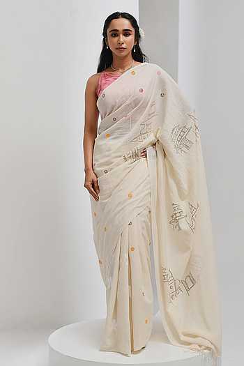 Abstract Hand Print Saree