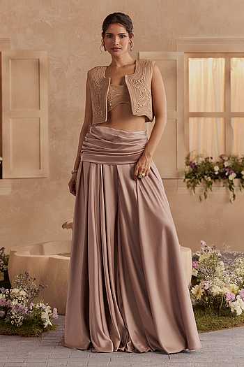 Jasmine Textured Jacket & Fluid Draped Skirt Set