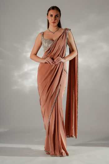 Zarina Pearl Pre-Draped Saree With Corset