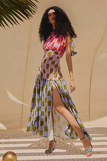 Scarlet Haze One Shoulder Long Dress