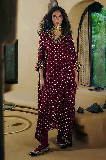 Daksha Bandhani Pattern Kaftan