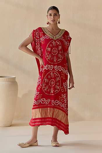 Neelanshi Bandhani Pattern Kaftan