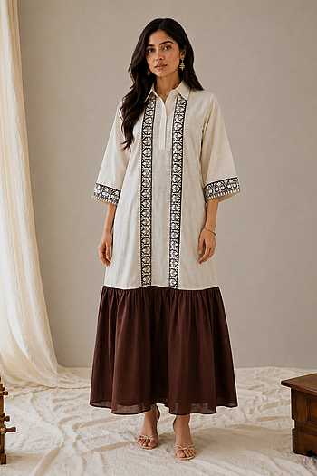Sehar Kashmiri Aari Work Color Block Dress