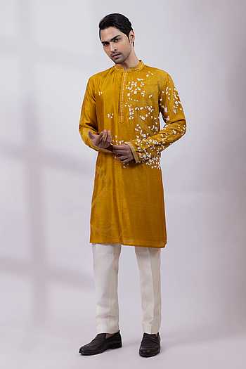 Chanderi Silk Embroidered Kurta & Pant Set