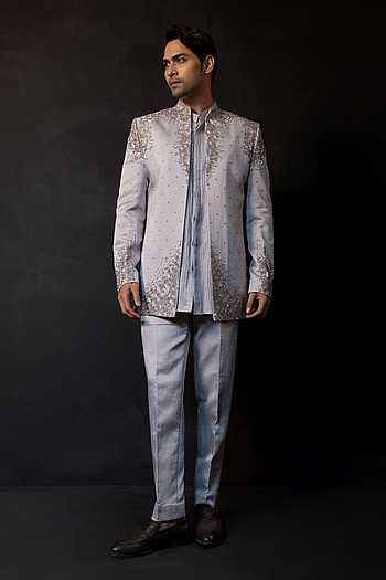 Onyx Reign Embroidered Bandhgala Set