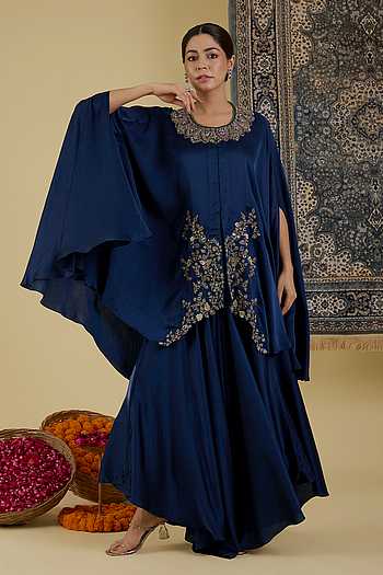 Placed Embroidered Cape Skirt Set