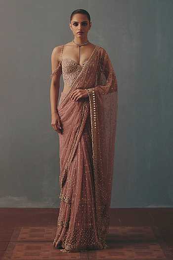 Hand Embroidered Corset With Pre-Draped Saree