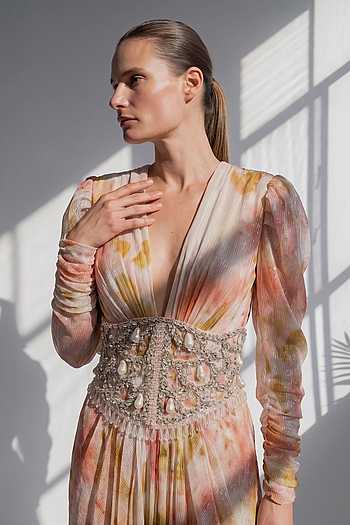 nikita corset dress Buy Multi Color Lurex Beads, Pearls Plunge Blush Bloom And Beaded Set For Women by Mhaisalkar Online at Aza Fashions Paris heels in black Summer Wedding Guest Dresses Color:ICE PINK web collection:best sellers Midi dress