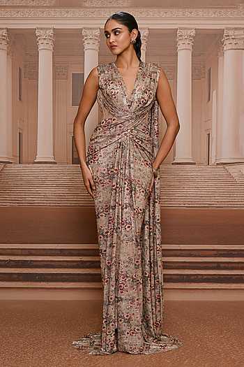 designer saree dress Ankle Length Fit & Flare Madurai Saree Dress