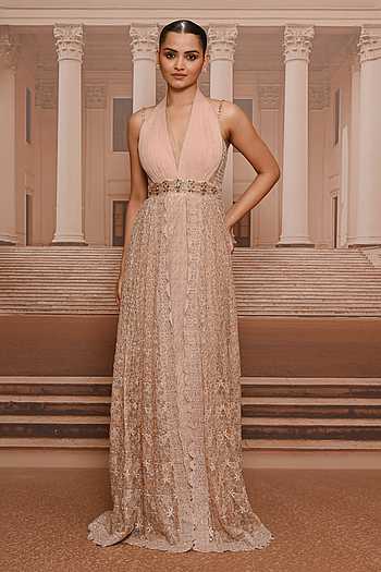 Embellished Back Tie Gown