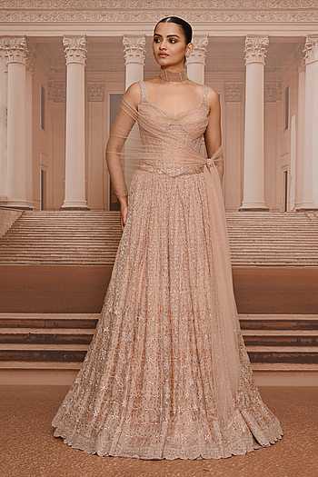 Thread & Crystal Embroidered Corset Lehenga Set