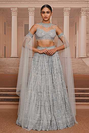 Pearl Embroidered Blouse & Lehenga Set