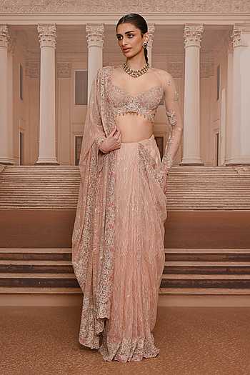 Lace Embroidered Saree & Blouse Set