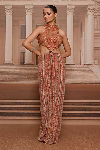 Hand Embroidered Draped Dress