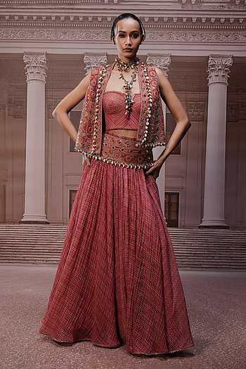 Hand Embroidered Gilet & Lehenga Set