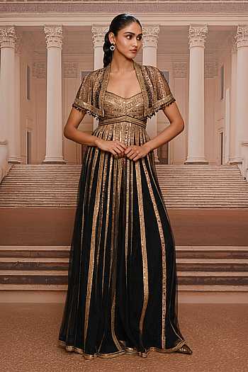 Embroidered Jumpsuit With Cape