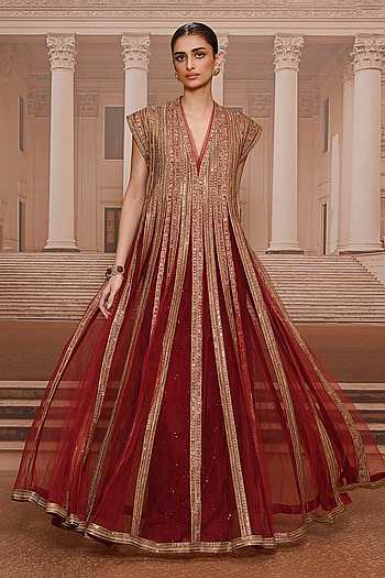 Sequin Embroidered Flared Anarkali & Trouser Set