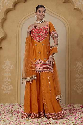 Noor Embroidered Kurta & Sharara Set