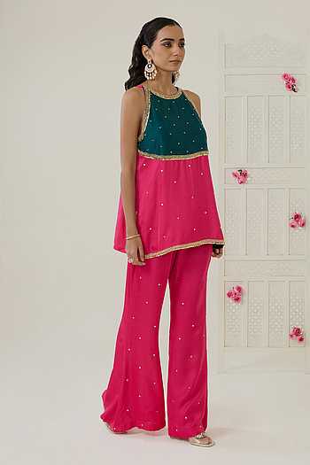 Colour Block Kurta & Palazzo Set